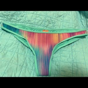B SWIM TEAL TRICOLOR THING BRAZILIAN BIKINI BOTTOM